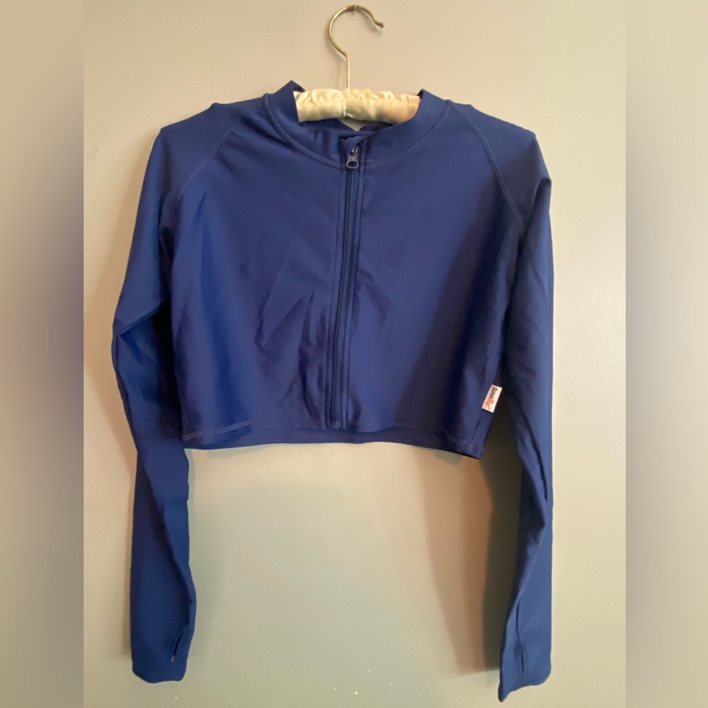 SwimZip long sleeve zip crop top swim top rash guard